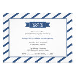 Modern ribbon navy stripe graduation invitation