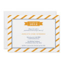 Modern ribbon orange stripe graduation invitation invitation