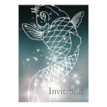 modern romantic blue glowing Zodiac Pisces party Invite