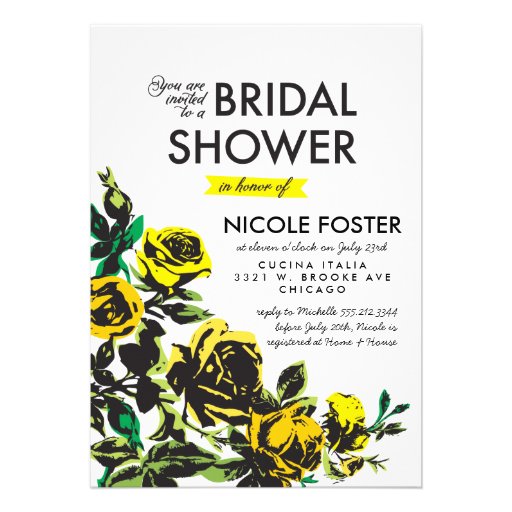 Modern Roses Bridal Shower in Yellow Cards