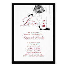 Modern rue Love Couple Engagement Invitations