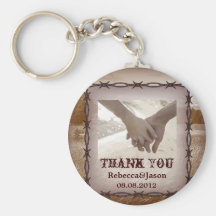 Modern Rustic Country Wedding Favor ThankYou Key Chain