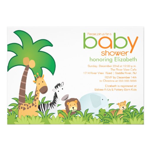 Modern Safari Animals Baby Shower Invitation