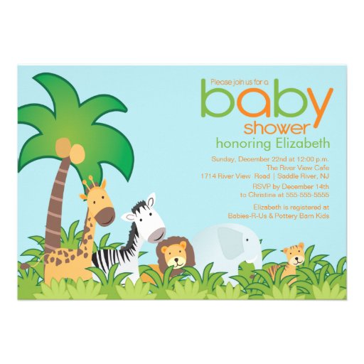 Modern Safari Animals Baby Shower Invitation (front side)