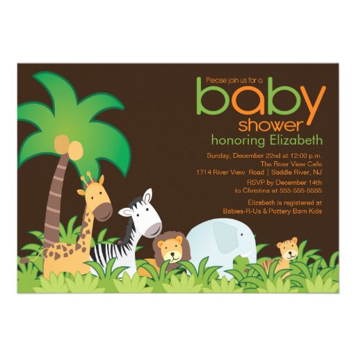 Modern Safari Animals Baby Shower Invitation