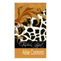 Modern Safari Exotique Fashion Stylist business cards by StylishBusinessCards Modern Safari Exotique Fashion Stylist business cards