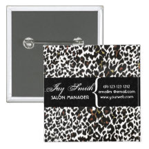 Modern Safari Salons Hair Business Name Tag Pinback Buttons