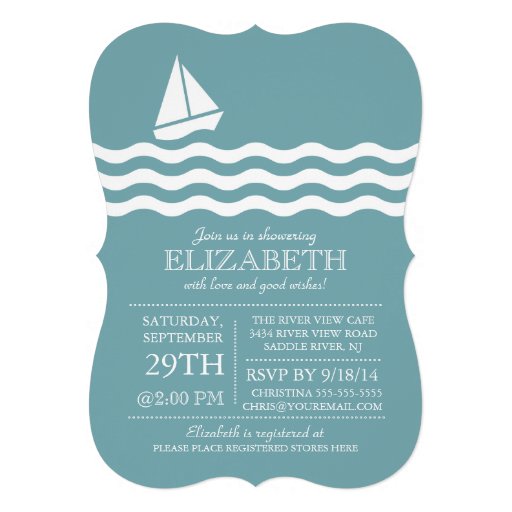 Modern Sailboat Nautical Baby Shower Invitation