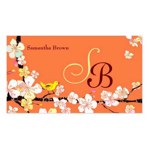 Modern Sakura Monogram Business Cards
