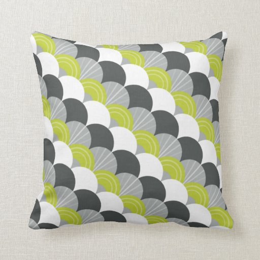 MODERN scallop fan pattern charcoal gray green Throw Pillows Zazzle