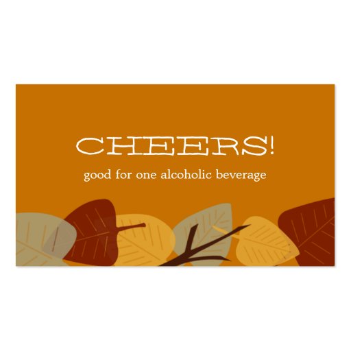 Modern scattered leaves autumn bar drink ticket business cards