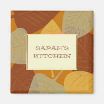 Modern scattered leaves autumn custom kitchen magnets