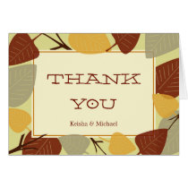 Modern scattered leaves autumn thank you note card cards