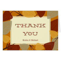 Modern scattered leaves autumn thank you note card cards
