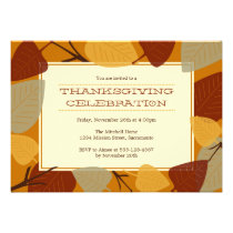 Modern scattered leaves thanksgiving celebration invitations