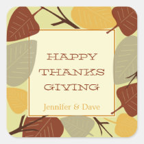 Modern scattered leaves thanksgiving celebration stickers