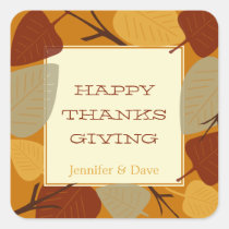 Modern scattered leaves thanksgiving celebration stickers