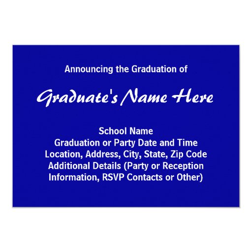 Modern Script 3-Photo Blue Graduation Announcement 5" X 7" Invitation Card