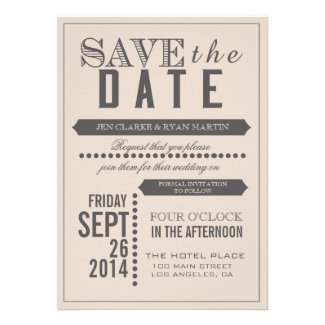 Beige Gray Save the Date Cards | Typography