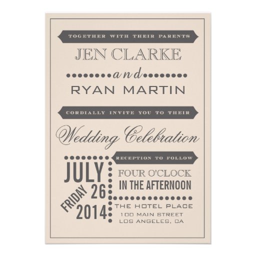 Modern Script Beige & Grey Wedding Invitation