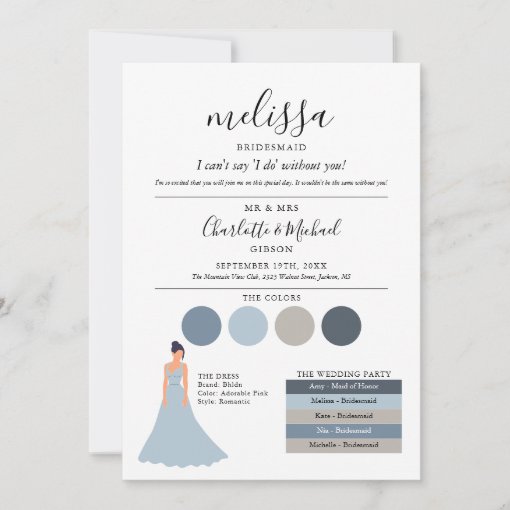 Modern Script Bridesmaids Wedding Info Card Zazzle