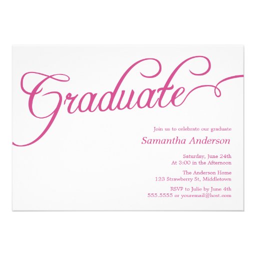 Modern Script Graduation Invitation - Pink