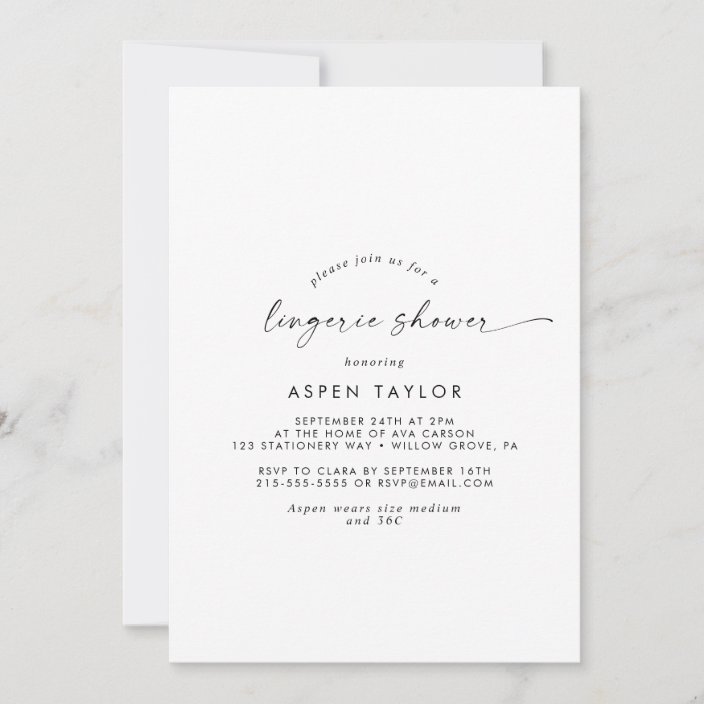 Modern Script Lingerie Shower Invitation Zazzle