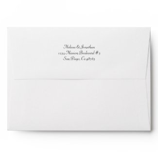 Modern script print custom return address wedding envelope