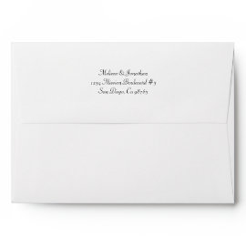 Modern script print custom return address wedding envelope