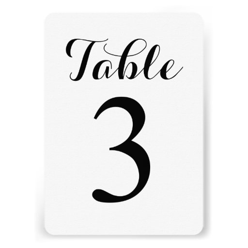 Modern Script Table 3 | Table Numbers Card