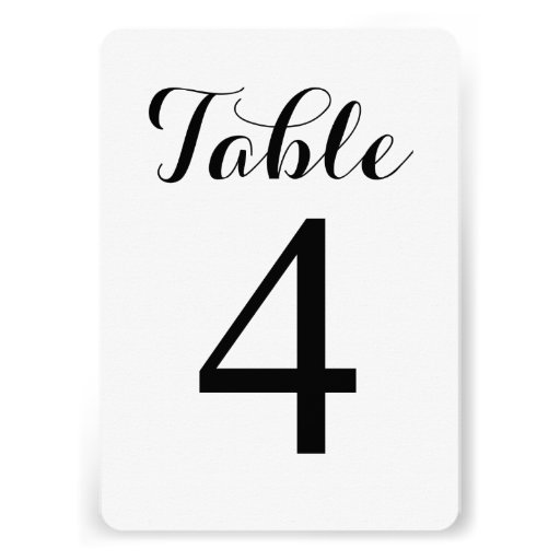 Modern Script Table 4 | Table Numbers Card