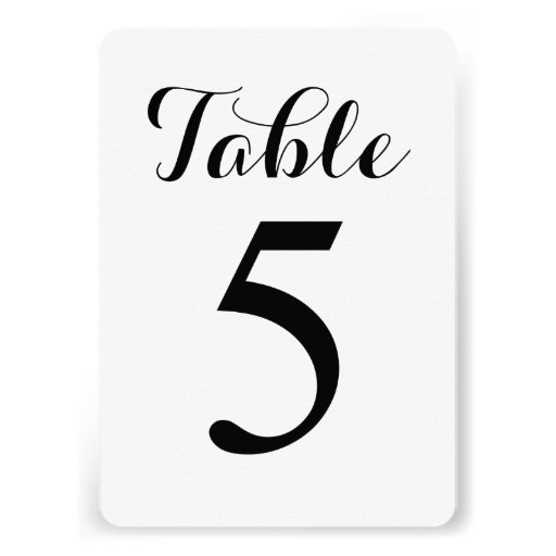 Modern Script Table 5 | Table Numbers Card