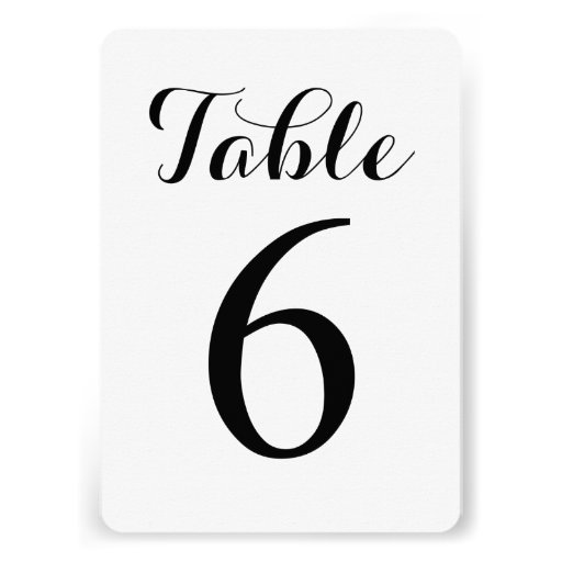 Modern Script Table 6 | Table Numbers Card