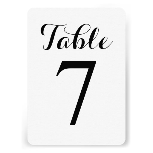 Modern Script Table 7 | Table Numbers Card