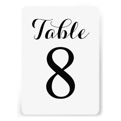 Modern Script Table 8 | Table Numbers Card