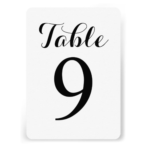 Modern Script Table 9 | Table Numbers Card