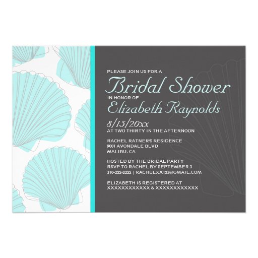 Modern Seashells Destination Bridal Shower Invite