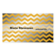 Modern shining golden and grey chevron business card templates