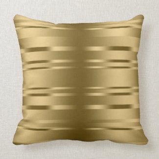 Modern Shiny Gold Stripes Pattern Throw Pillows
