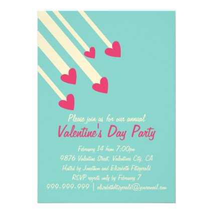 Modern Shooting Star Pink Hearts Valentines Party