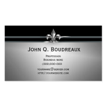 Modern Silver Black Fleur de Lis Business Card