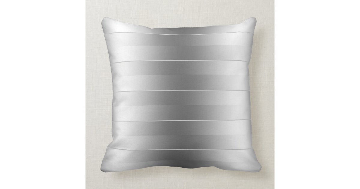 Modern Silver Stripes Pattern Throw Pillow Zazzle