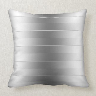 Modern Silver Stripes Pattern Throw Pillow