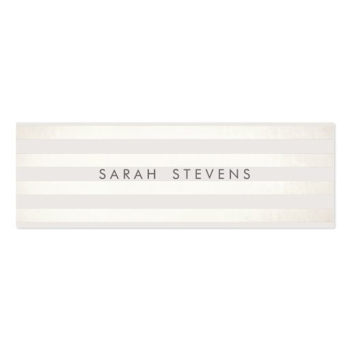 Modern Silver Thin Off White Striped Salon Spa Business Card Templates (front side)