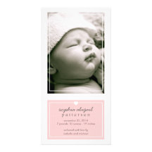 Modern Simple Baby Girl Birth Announcement Pink Photo Card
