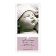 Modern Simple Baby Girl Birth Announcement Purple Photo Card Template