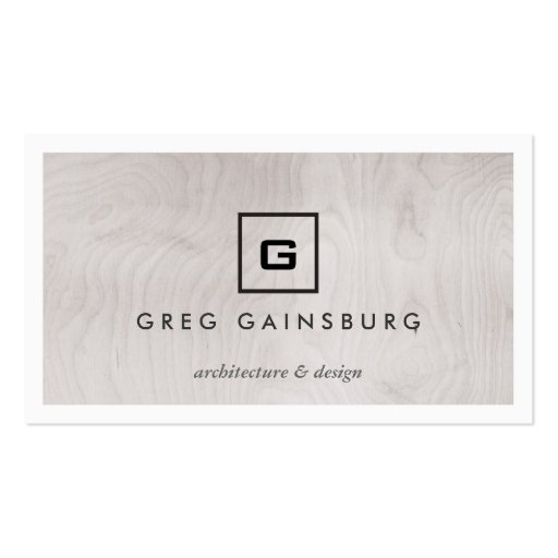 MODERN & SIMPLE BOX LOGO on GRAY WOODGRAIN Business Card Template (front side)