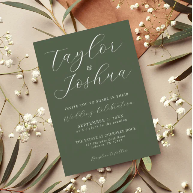 Modern Simple Calligraphy Wedding Invitation Zazzle