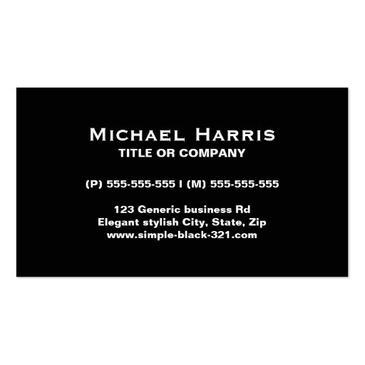 Modern simple elegant black business card (front side)
