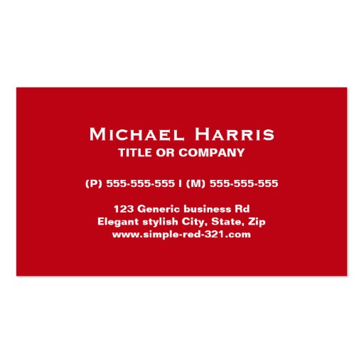 Modern simple elegant red and black business card (front side)